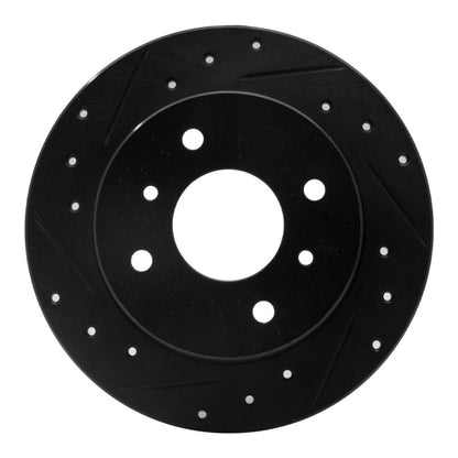 R1 Concepts R1 90-06 Infiniti G20 Rear Left Drilled & Slotted Black Brake Rotor