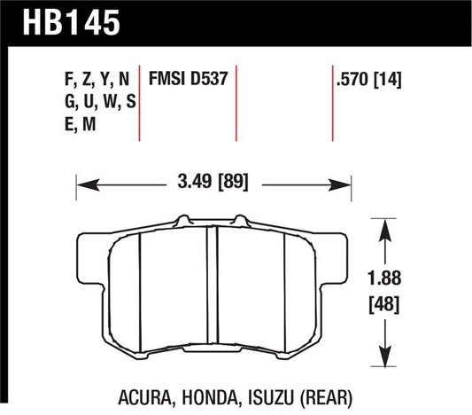 Hawk Performance Hawk 06+ Civic Si HP+ Street Rear  Brake Pads