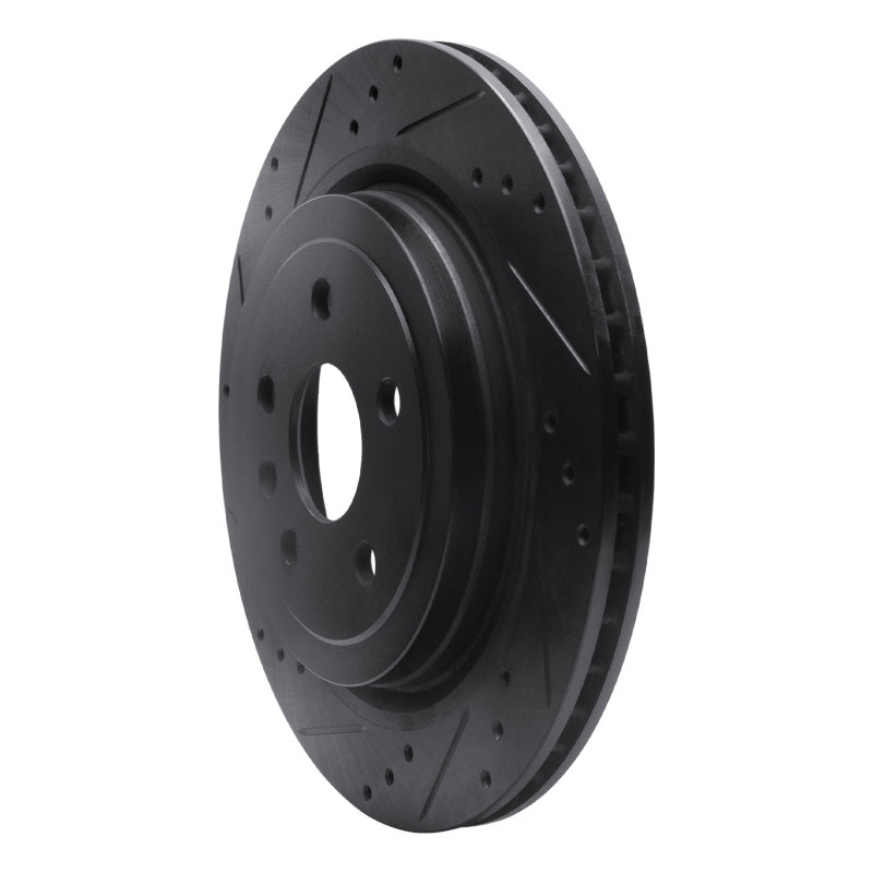 R1 Concepts R1 08-14 Cadillac CTS Rear Left Drilled & Slotted Black Brake Rotor