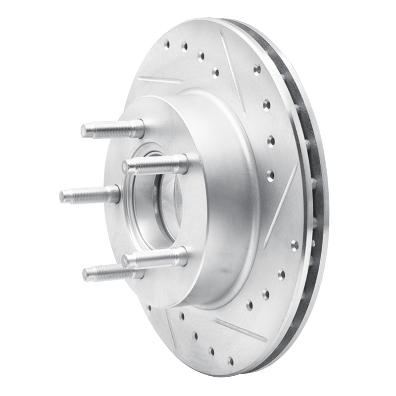 R1 Concepts R1 90-94 Ford Bronco II Front Right Drilled & Slotted Silver Brake Rotor