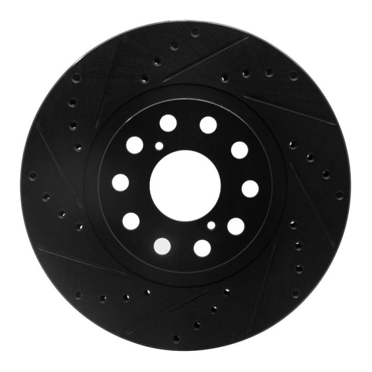 R1 Concepts R1 93-98 Toyota Supra Front Left Drilled & Slotted Black Brake Rotor