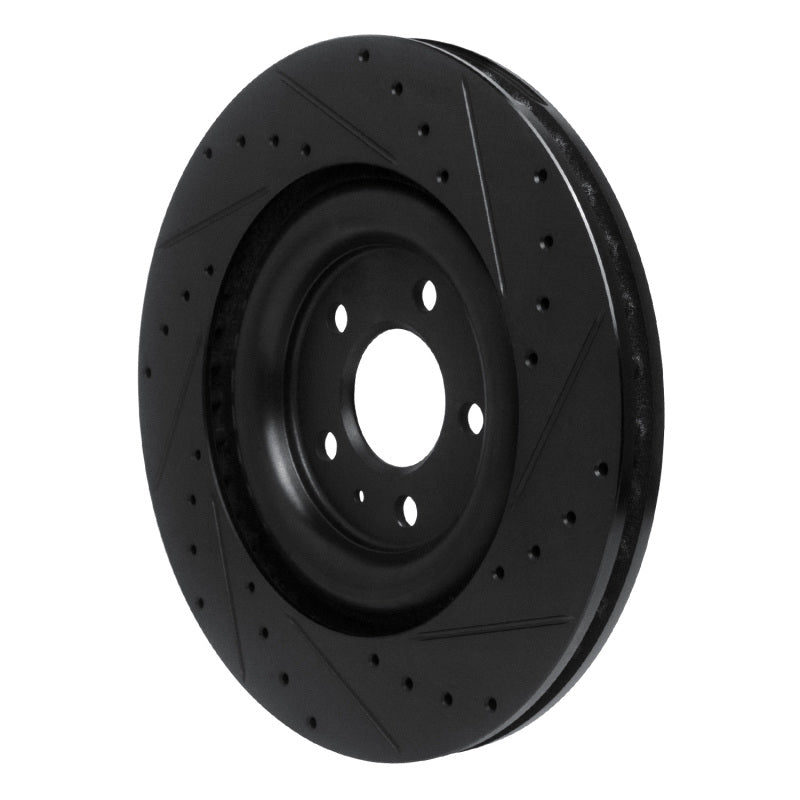 R1 Concepts R1 2017-2025 Audi Q8 e-Tron Sportback Rear Left Drilled & Slotted Black Brake Rotor