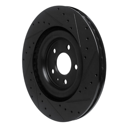R1 Concepts R1 2017-2025 Audi Q8 e-Tron Sportback Rear Left Drilled & Slotted Black Brake Rotor