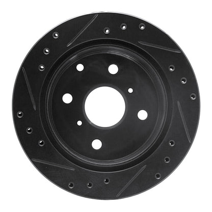 R1 Concepts R1 84-88 Toyota Cressida Rear Right Drilled & Slotted Black Brake Rotor