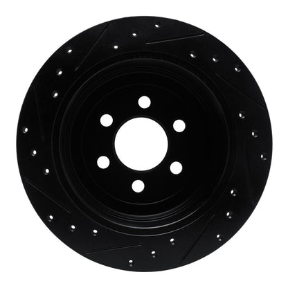R1 Concepts R1 03-04 Dodge Dakota RWD Rear Right Drilled & Slotted Black Brake Rotor