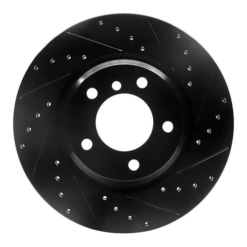 R1 Concepts R1 06-12 BMW 330XI Front Right Drilled & Slotted Black Brake Rotor
