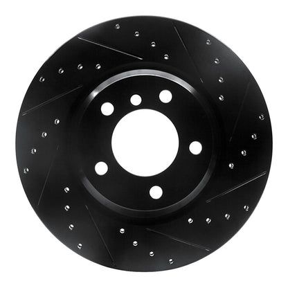 R1 Concepts R1 06-12 BMW 330XI Front Right Drilled & Slotted Black Brake Rotor