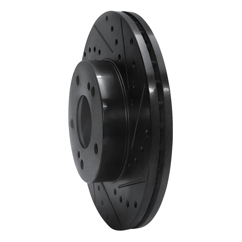 R1 Concepts R1 87-89 Nissan 300ZX Turbo Front Right Drilled & Slotted Black Brake Rotor