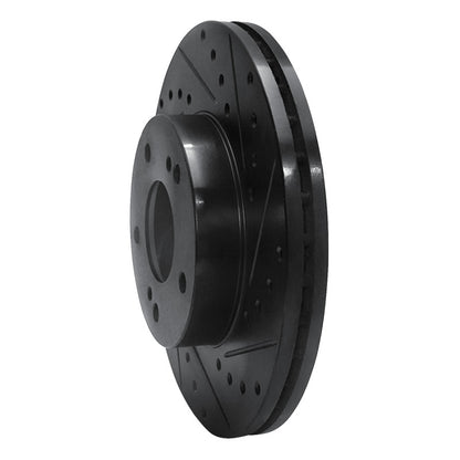 R1 Concepts R1 87-89 Nissan 300ZX Turbo Front Right Drilled & Slotted Black Brake Rotor