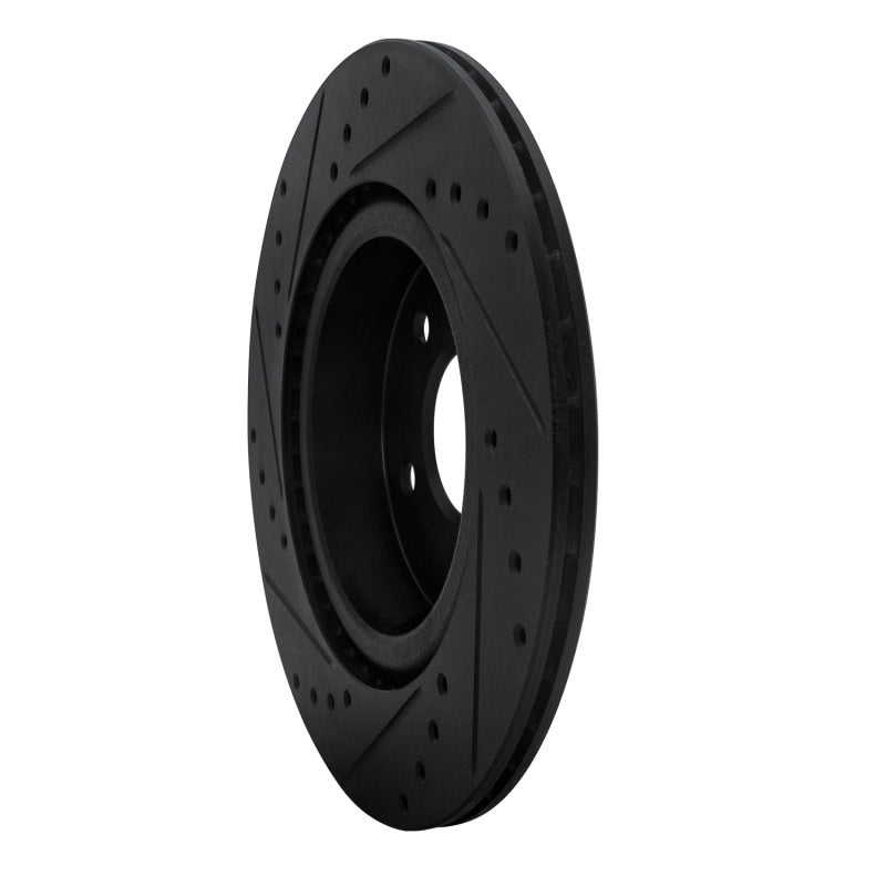 R1 Concepts R1 19-24 Infiniti QX50 Rear Right Drilled & Slotted Black Brake Rotor