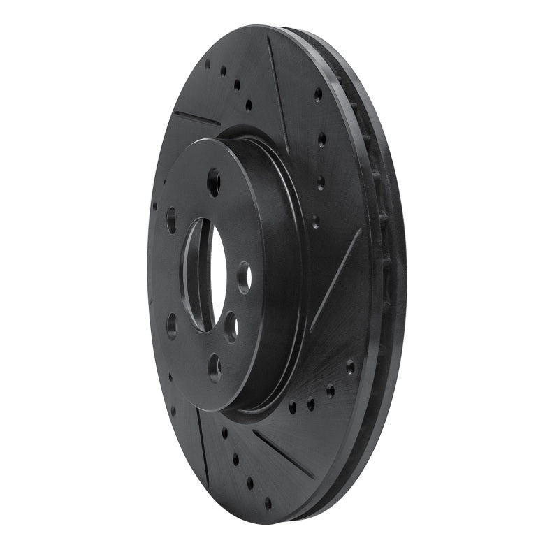 R1 Concepts R1 14-21 Mini Cooper Clubman Front Right Drilled & Slotted Black Brake Rotor