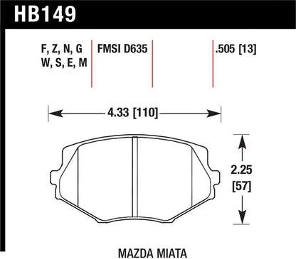 Hawk Performance Hawk 94-05 Miata (01-05 Normal Suspension) Blue 9012  Race Front Brake Pads D635