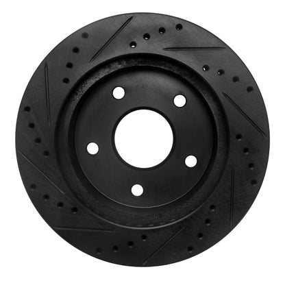 R1 Concepts R1 00-01 Dodge Ram 1500 Pickup Front Right Drilled & Slotted Black Brake Rotor