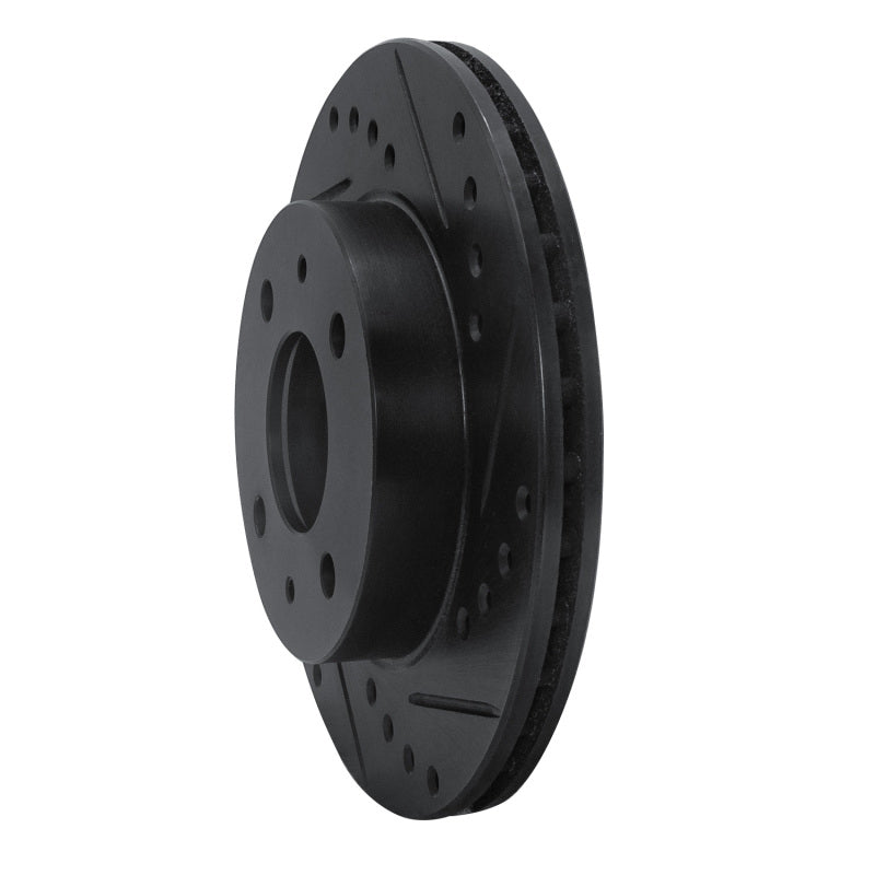 R1 Concepts R1 86-17 Nissan Pulsar NX Front Right Drilled & Slotted Black Brake Rotor