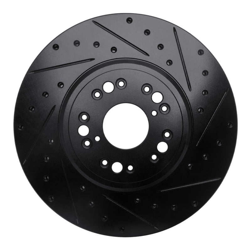 R1 Concepts R1 95-00 Lexus LS400 Front Right Drilled & Slotted Black Brake Rotor