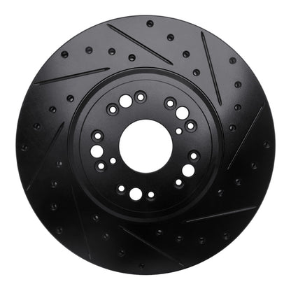 R1 Concepts R1 95-00 Lexus LS400 Front Right Drilled & Slotted Black Brake Rotor