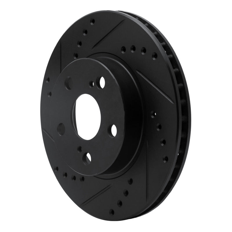 R1 Concepts R1 04-09 Toyota Prius Front Left Drilled & Slotted Black Brake Rotor