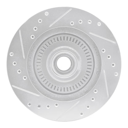 R1 Concepts R1 87-92 Lincoln Mark VII Front Right Drilled & Slotted Silver Brake Rotor