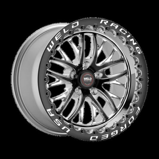 Weld S82 17x11 / 5x4.75 BP / 7.7in. BS / 43mm Offset Black Wheel (High Pad) - Black Single Beadlock