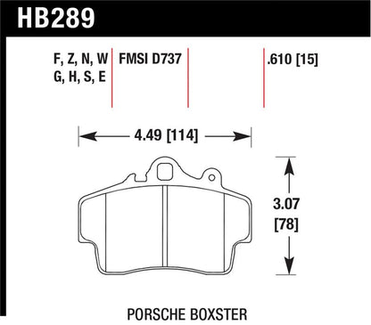 Hawk Performance Hawk 97-08 Porsche Boxster DTC-60 Compound Front Brake Pads