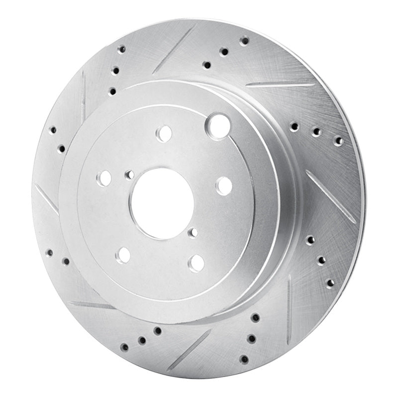 R1 Concepts R1 08-20 Subaru Impreza Rear Left Drilled & Slotted Silver Brake Rotor