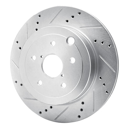 R1 Concepts R1 08-20 Subaru Impreza Rear Left Drilled & Slotted Silver Brake Rotor