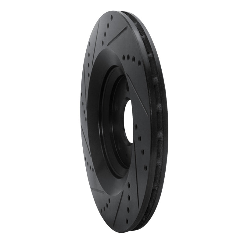 R1 Concepts R1 07-11 Audi S6 Rear Right Drilled & Slotted Black Brake Rotor