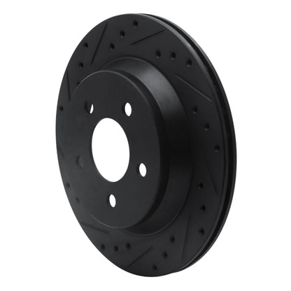 R1 Concepts R1 94-04 Ford Mustang Rear Left Drilled & Slotted Black Brake Rotor