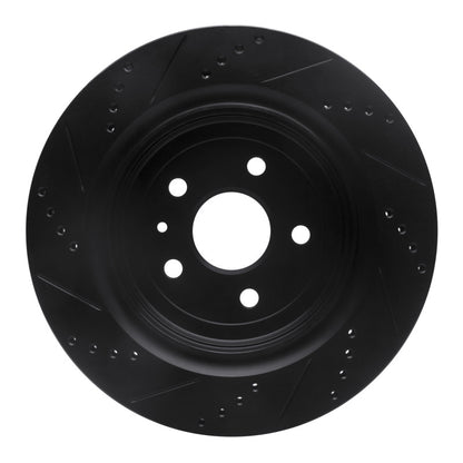 R1 Concepts R1 16-24 Cadillac ATS Rear Right Drilled & Slotted Black Brake Rotor