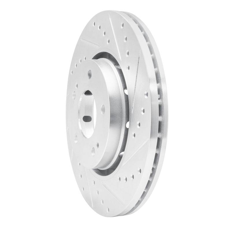 R1 Concepts R1 09-15 Mitsubishi Lancer Front Right Drilled & Slotted Silver Brake Rotor