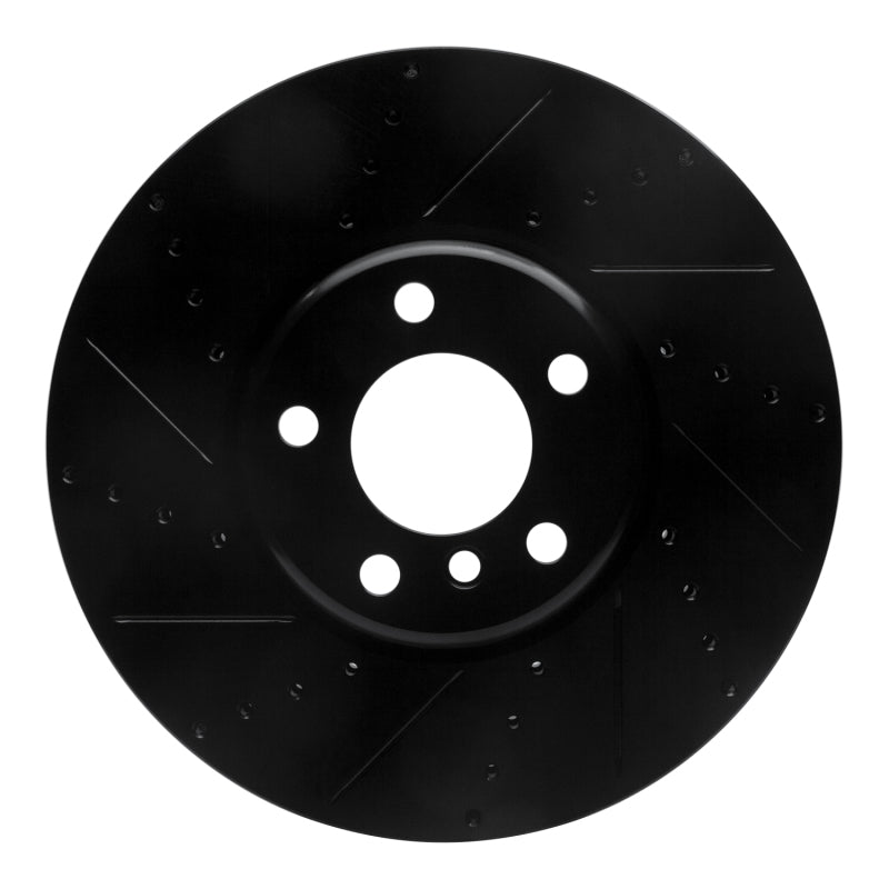 R1 Concepts R1 10-18 BMW 535I GT Right Front Drilled & Slotted Black Brake Rotor
