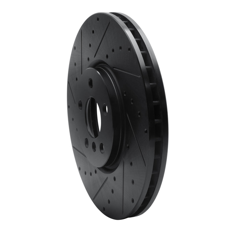 R1 Concepts R1 15-19 Mini Cooper Clubman Front Left Drilled & Slotted Black Brake Rotor