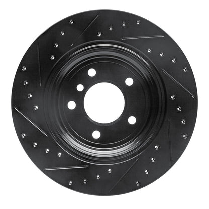 R1 Concepts R1 04-10 BMW 530I Rear Right Drilled & Slotted Black Brake Rotor