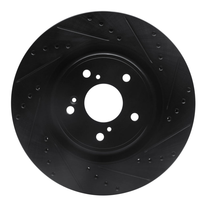 R1 Concepts R1 20-22 Honda CR-V Front Right Drilled & Slotted Black Brake Rotor