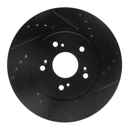 R1 Concepts R1 07-16 Acura RDX Front Right Drilled & Slotted Black Brake Rotor