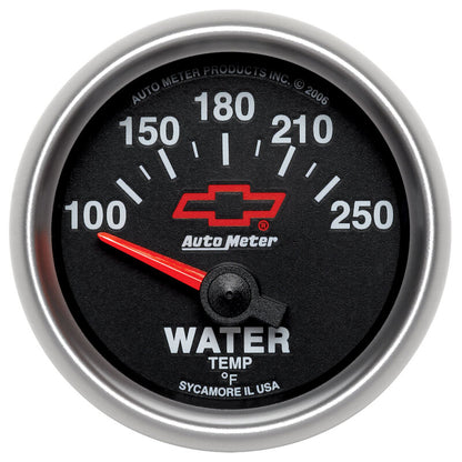 Autometer GM Bowtie Black 2-1/16in 100-250 F Pedestal Electronic Water Temp Gauge
