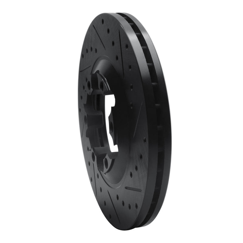 R1 Concepts R1 04-08 Chevrolet Colorado Front Right Drilled & Slotted Black Brake Rotor