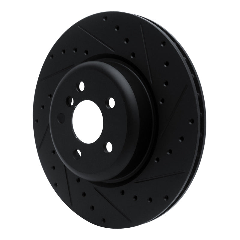 R1 Concepts R1 16-25 BMW 330e Rear Right Drilled & Slotted Black Brake Rotor