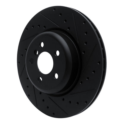 R1 Concepts R1 16-25 BMW 330e Rear Right Drilled & Slotted Black Brake Rotor
