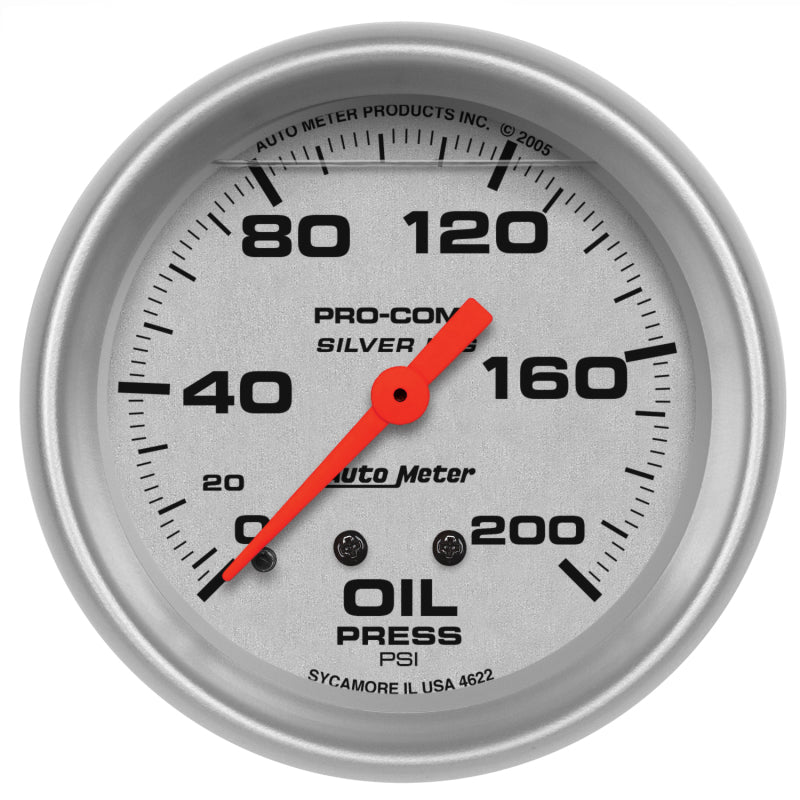 AutoMeter Gauge Oil Press 2-5/8in. 200PSI Liquid Filled Mech Ultra-Lite