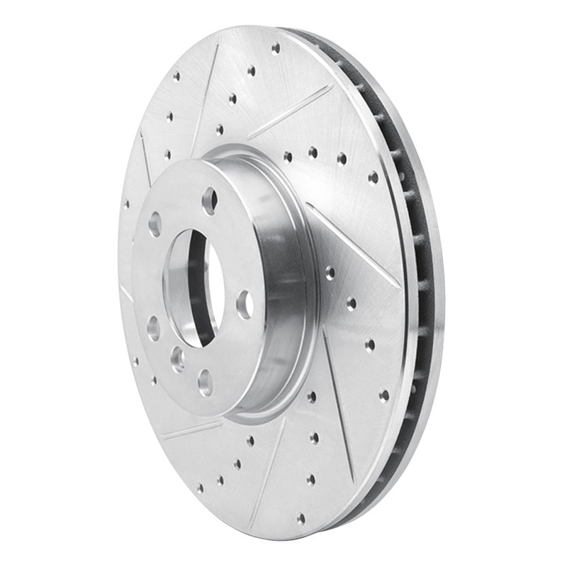 R1 Concepts R1 07-19 BMW X5 Front Left Drilled & Slotted Silver Brake Rotor