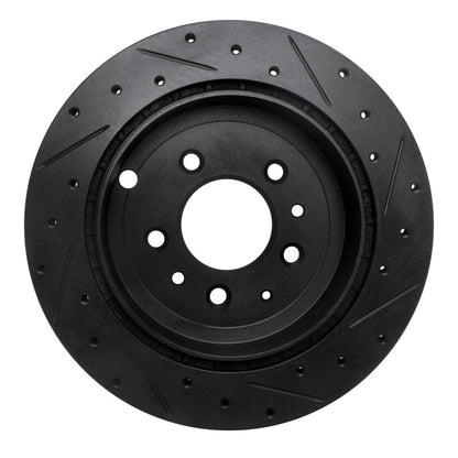 R1 Concepts R1 07-12 Ford Edge Rear Left Drilled & Slotted Black Brake Rotor