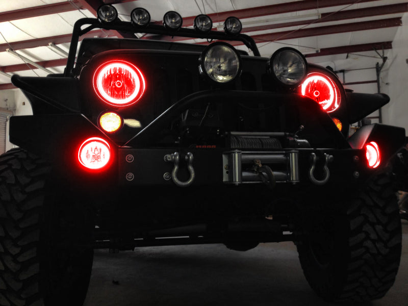 ORACLE Lighting Oracle 07-17 Jeep Wrangler Surface Mount LED Headlight Halo Kit - Red