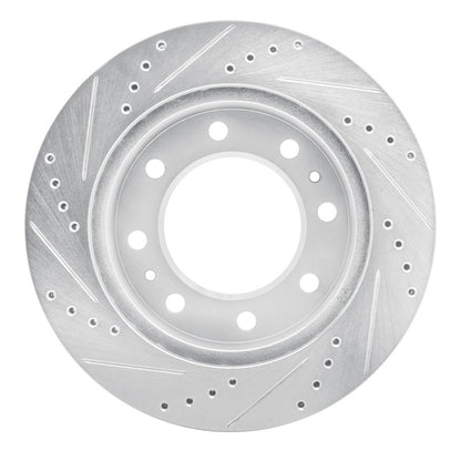 R1 Concepts R1 06-10 Ford F-350 Super Duty 2WD Front Right Drilled & Slotted Silver Brake Rotor