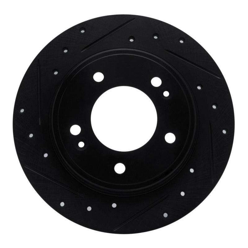 R1 Concepts R1 17-25 Hyundai Elantra GT Rear Left Drilled & Slotted Black Brake Rotor