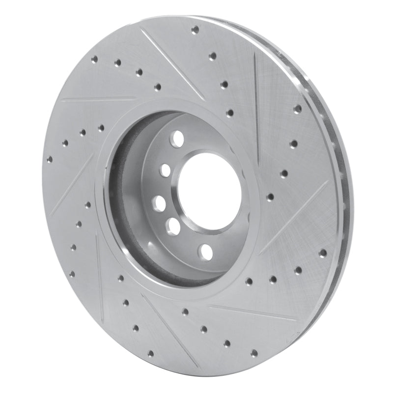 R1 Concepts R1 00-06 BMW X5 Front Left Drilled & Slotted Silver Brake Rotor