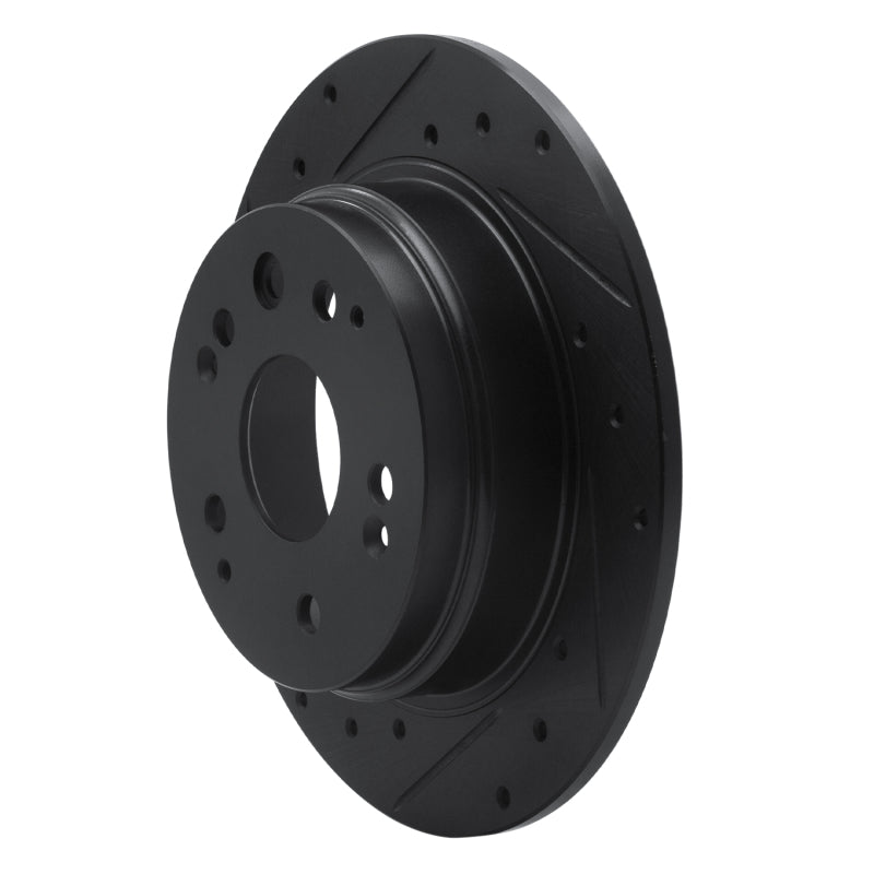 R1 Concepts R1 01-03 Acura CL Rear Left Drilled & Slotted Black Brake Rotor