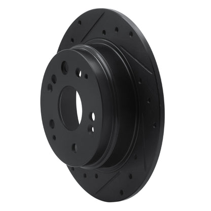 R1 Concepts R1 01-03 Acura CL Rear Left Drilled & Slotted Black Brake Rotor