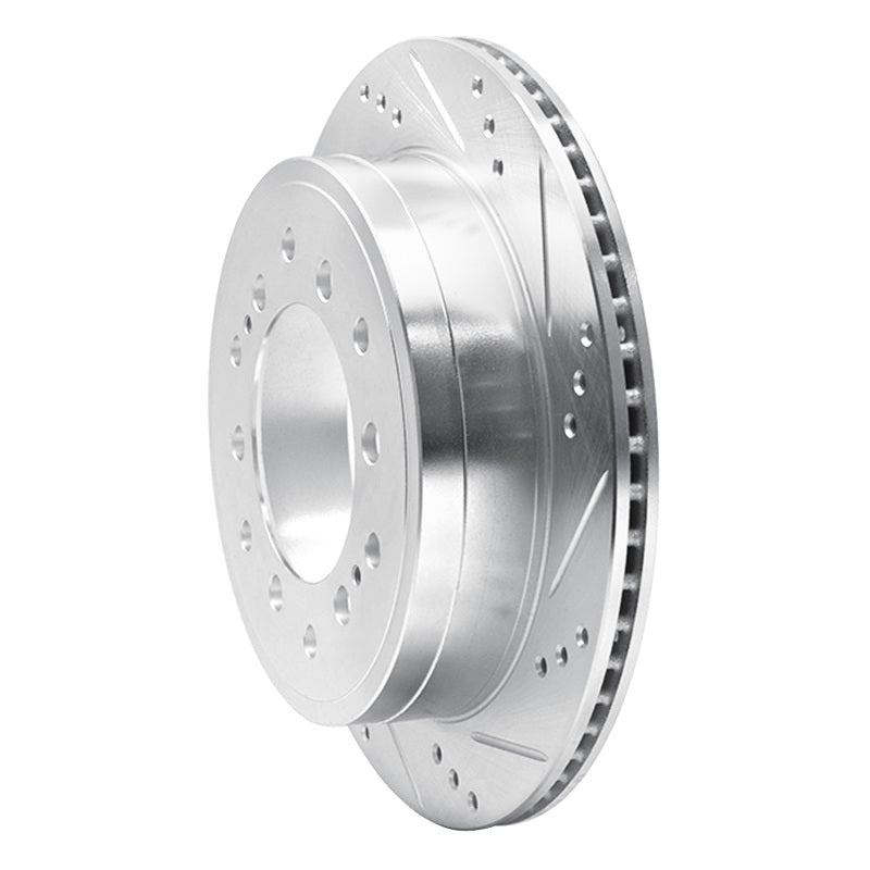 R1 Concepts R1 10-24 Lexus GX460 Rear Right Drilled & Slotted Silver Brake Rotor