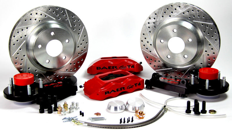 Baer Brakes 79-93 Ford Mustang STD Studs 13in Track4 Front SDZ Brake Kit - Black